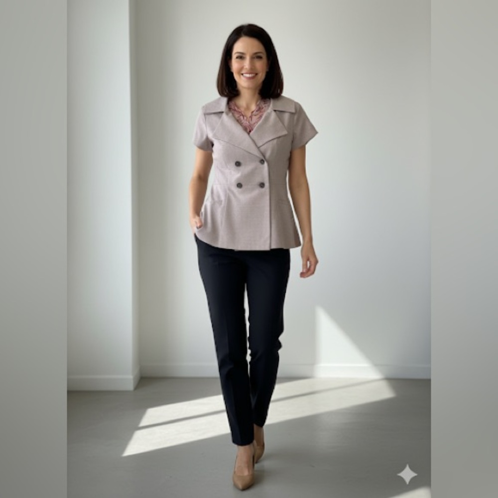 RARE Oblique Creations Viscose Made in Italy Double Breasted Short Sleeve Blazer